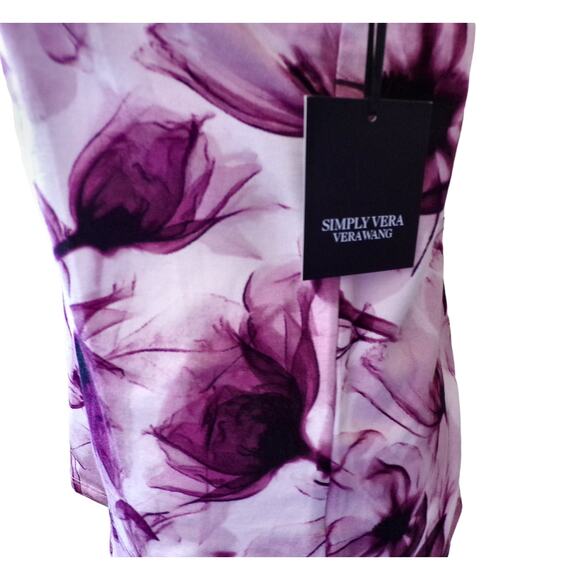 Vera Wang Crew Neck Tank Top Purple Flower Size Small NWT - Picture 3 of 3